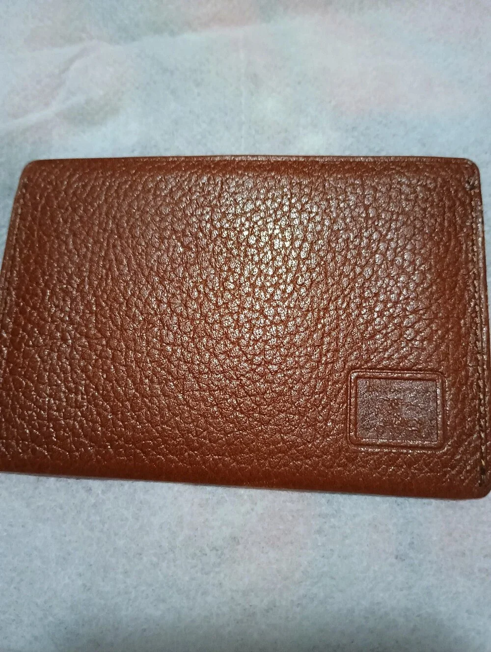 Burberrys Brown Leather ID Card Holder with Clear Window